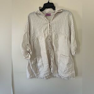 MARISIMA Made In Italy - Elegant Linen Blouse with Pockets